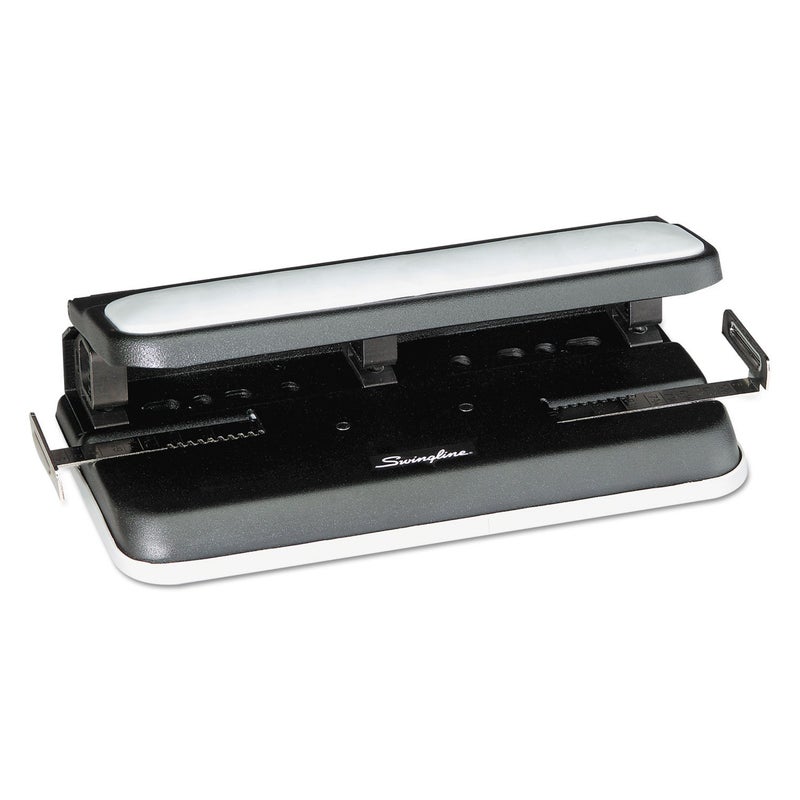 Swingline 2-7 Hole Punch, Adjustable, Heavy Duty Hole Puncher, Easy Touch, 32 Sheet Punch Capacity, Black/Gray (74300) - Image 1